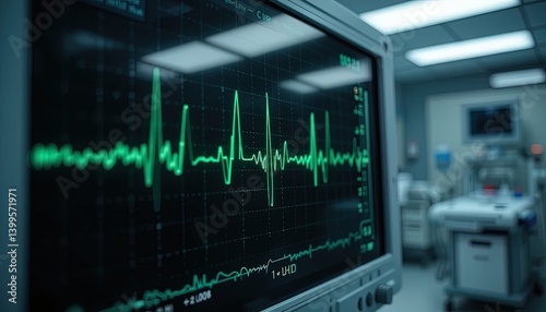 A medical monitor displaying a heart rate pattern.