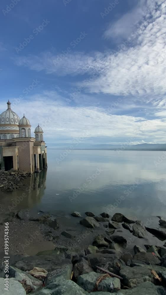 Arqam Baburahman Mosque in Palu Bay, Palu City, Central Sulawesi, Indonesia. This mosque was affected by the tsunami and earthquake that occurred in 2018.