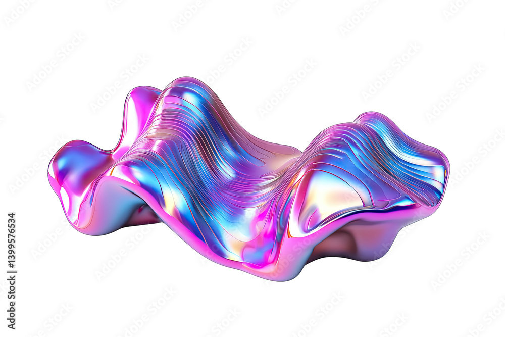 Obraz premium a vibrant abstract sculpture with flowing wavy forms and a glossy iridescent finish suggesting a modern artistic design