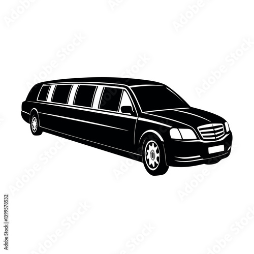 Elegant Black Limousine Silhouette for Design Projects