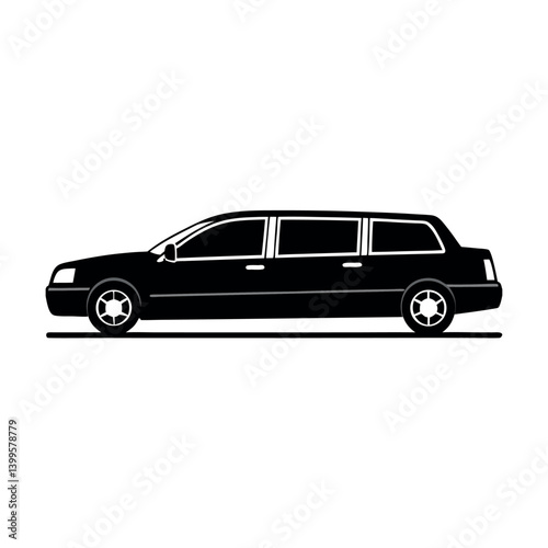 Elegant Black Limousine Silhouette for Design Projects