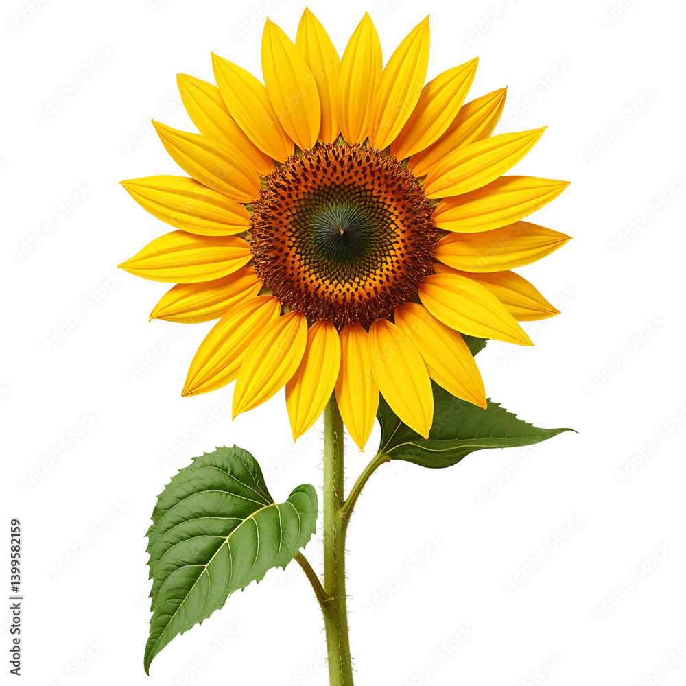 Obraz premium Bright Yellow Sunflower with Large Brown Center – Close-Up Floral Photography with Vibrant Petals