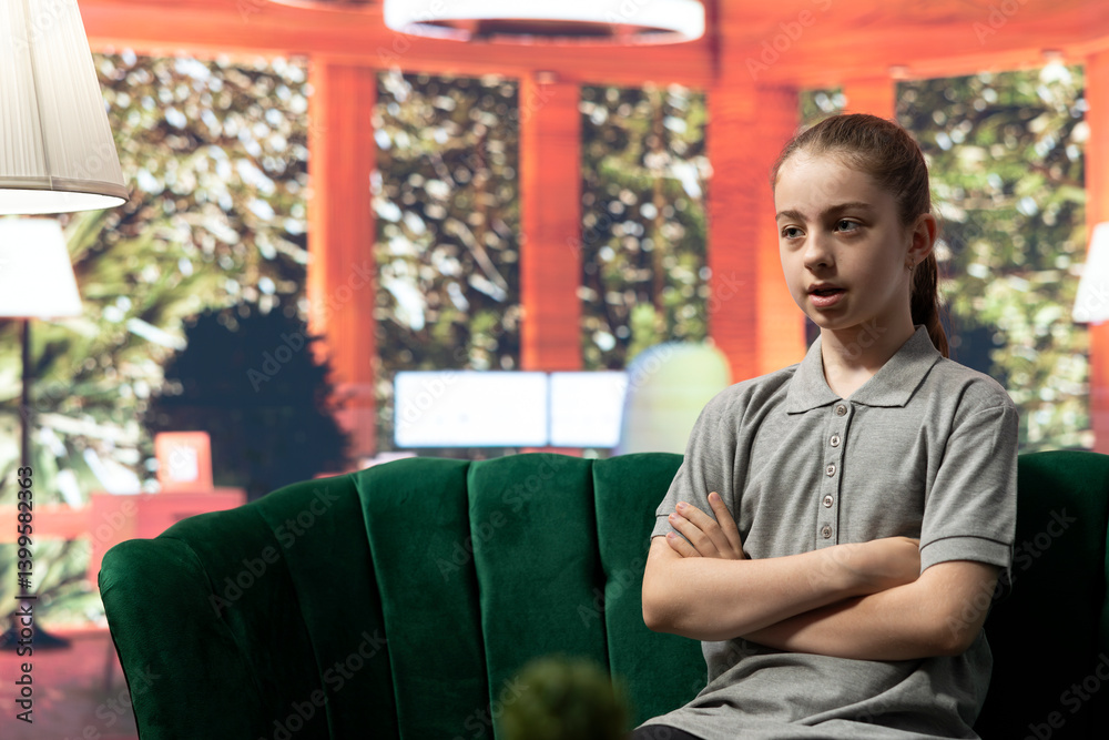 Teenage girl in a therapy session seeking advice on managing emotional turmoil and low confidence. Psychotherapy provides a supportive environment for dealing with mental health struggles.