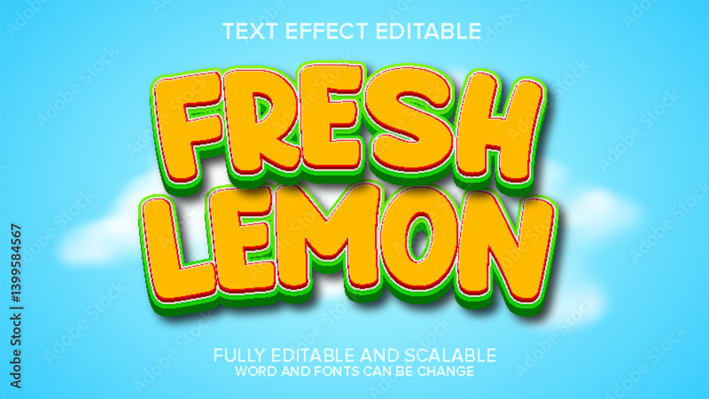 3d text effect lemon fresh vector editable 3d text effect lemon fresh vector editable