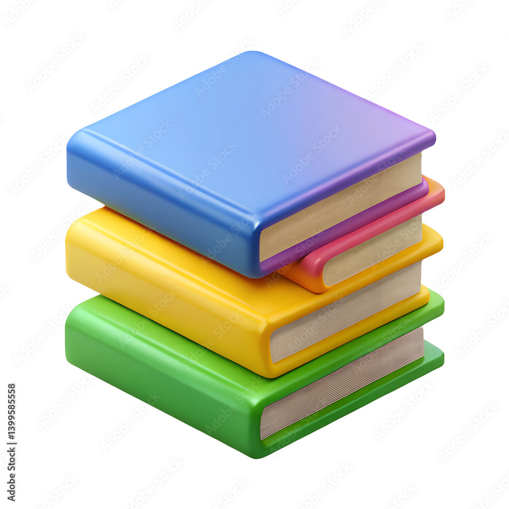 3D Stack of Closed Books Icon in Cartoon Plastic Style – Educational Literature Render 3D Stack of Closed Books Icon in Cartoon Plastic Style – Educational Literature Render