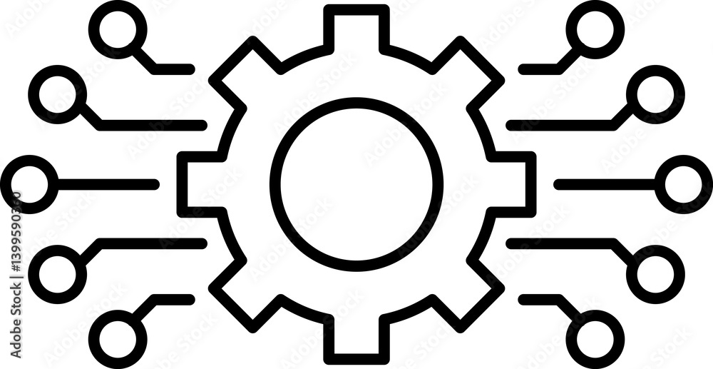 Data integration icon. Software, api line symbol illustration isolated on white background. Circuit gear. Gear with chip. Digital tech business logo template concept illustration. Gear electronic Data integration icon. Software, api line symbol illustration isolated on white background. Circuit gear. Gear with chip. Digital tech business logo template concept illustration. Gear electronic