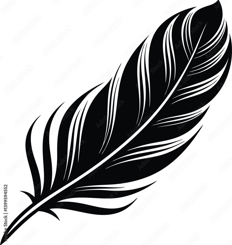 Obraz premium Feather Silhouette Vector | Elegant Bird Feather Design for Creative Use