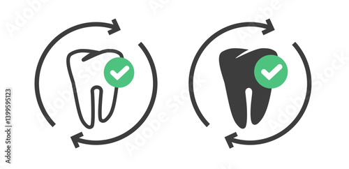 Tooth safe hygiene protection icon vector, teeth dental health care update silhouette medical safeguard solid line stroke outline sign symbol pictogram simple design