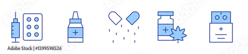 medicine, capsule. Medicine Icon vector illustration. Line Duotone style. Editable stroke