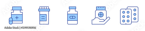 medicine, pills. Medicine Icon vector illustration. Line Duotone style. Editable stroke