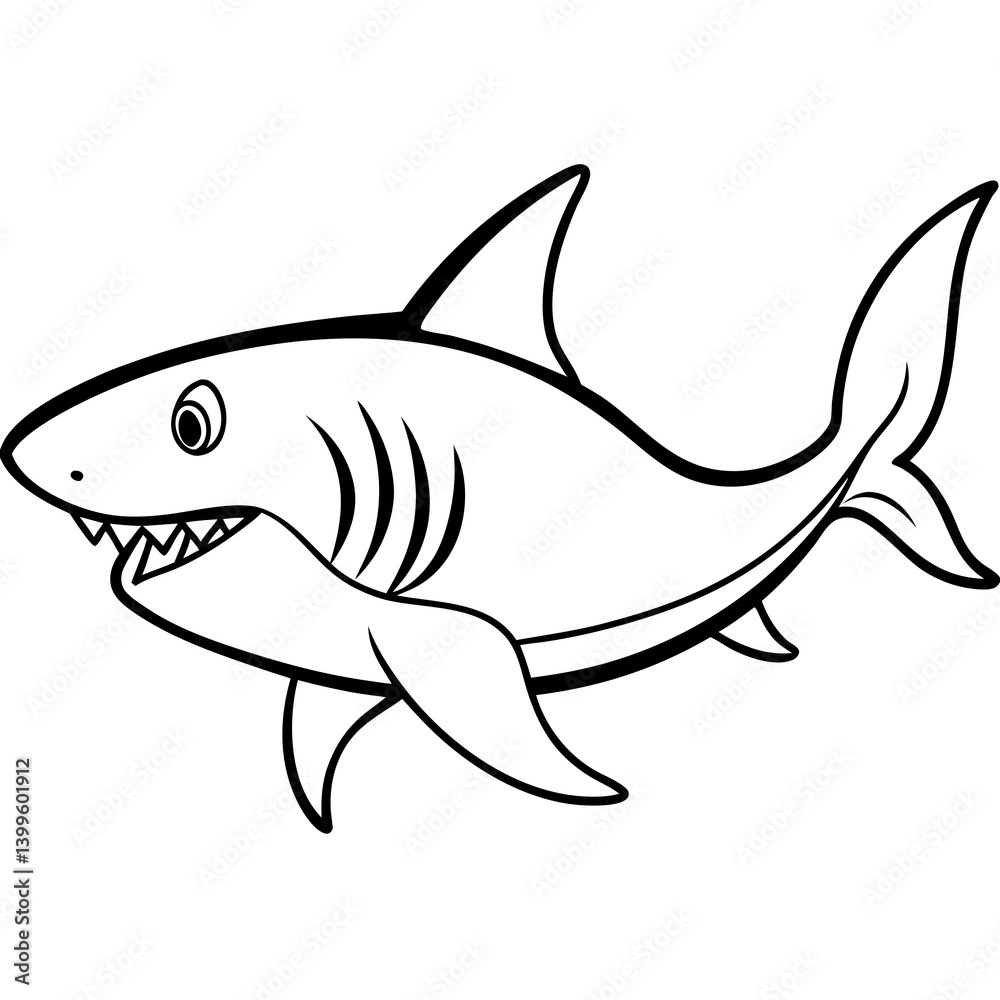 Minimal Shark Lunging Vector on White Background Minimal Shark Lunging Vector on White Background