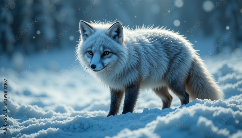 Arctic Fox In Snowy Landscape Winter Wildlife Portrait Arctic Fox In Snowy Landscape Winter Wildlife Portrait