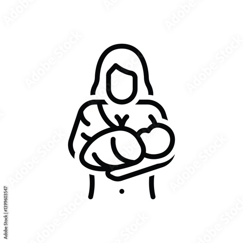 Black line icon for breastfeeding