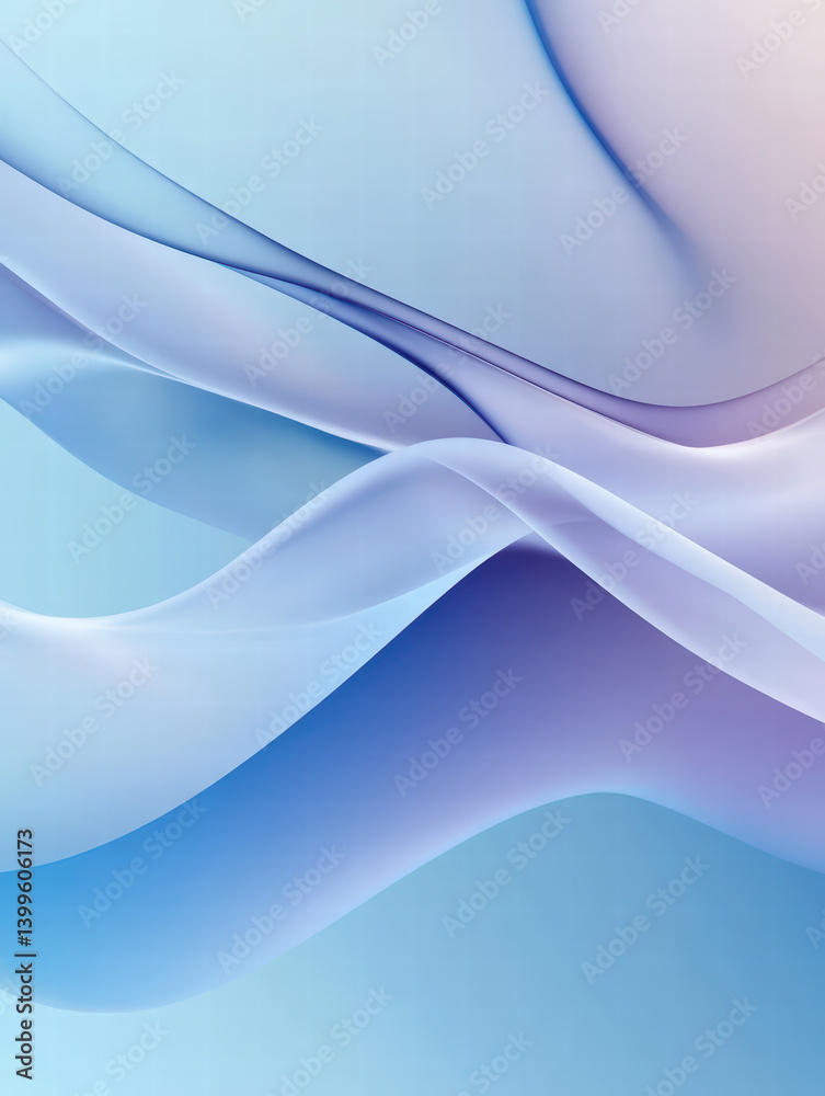 Obraz premium Abstract Flowing Fabric: Serene pastel blue and purple fabric flows in an elegant dance, creating a calming and ethereal visual experience.