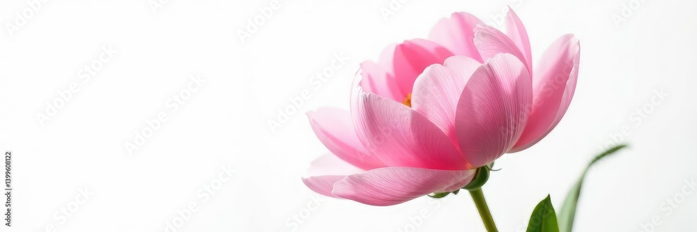 Single peony in isolation on white background, blossom, texture Single peony in isolation on white background, blossom, texture