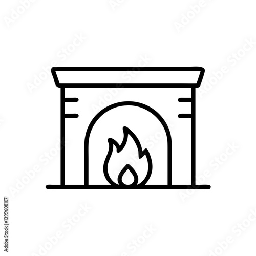 fireplace mantel decor editable outline icon design. Christmas related icon.