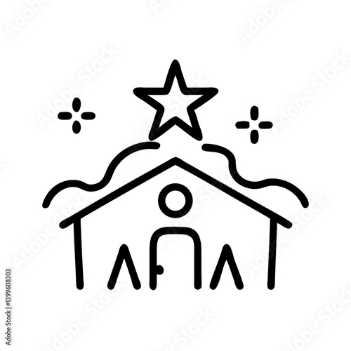 nativity scene editable outline icon design. Christmas related icon.