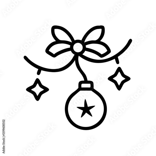  tinsel editable outline icon design. Christmas related icon.