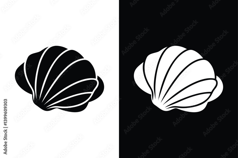Fototapeta premium Seashell Flat Icon. Scallop and Clam Shell Vector for Web and App Design