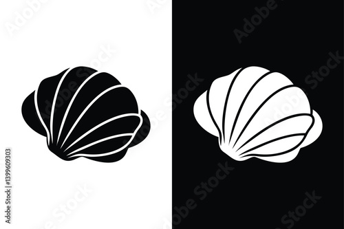 Seashell Flat Icon. Scallop and Clam Shell Vector for Web and App Design