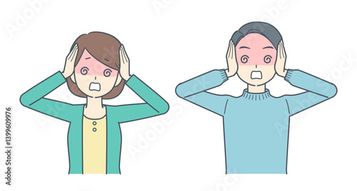 頭を抱えて混乱する男性と女性