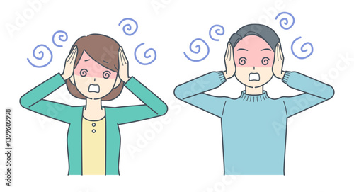 頭を抱えて混乱する男性と女性