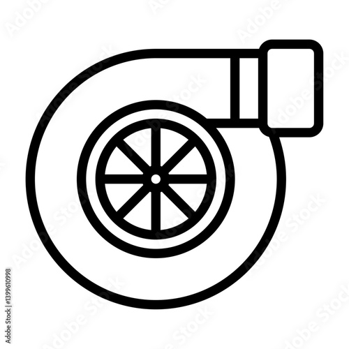 turbo outline icon. turbo black line illustration.