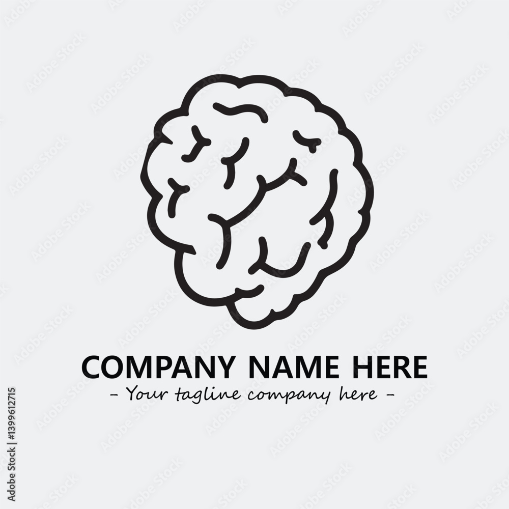 Brain illustration black and white for logo company vector image Brain illustration black and white for logo company vector image