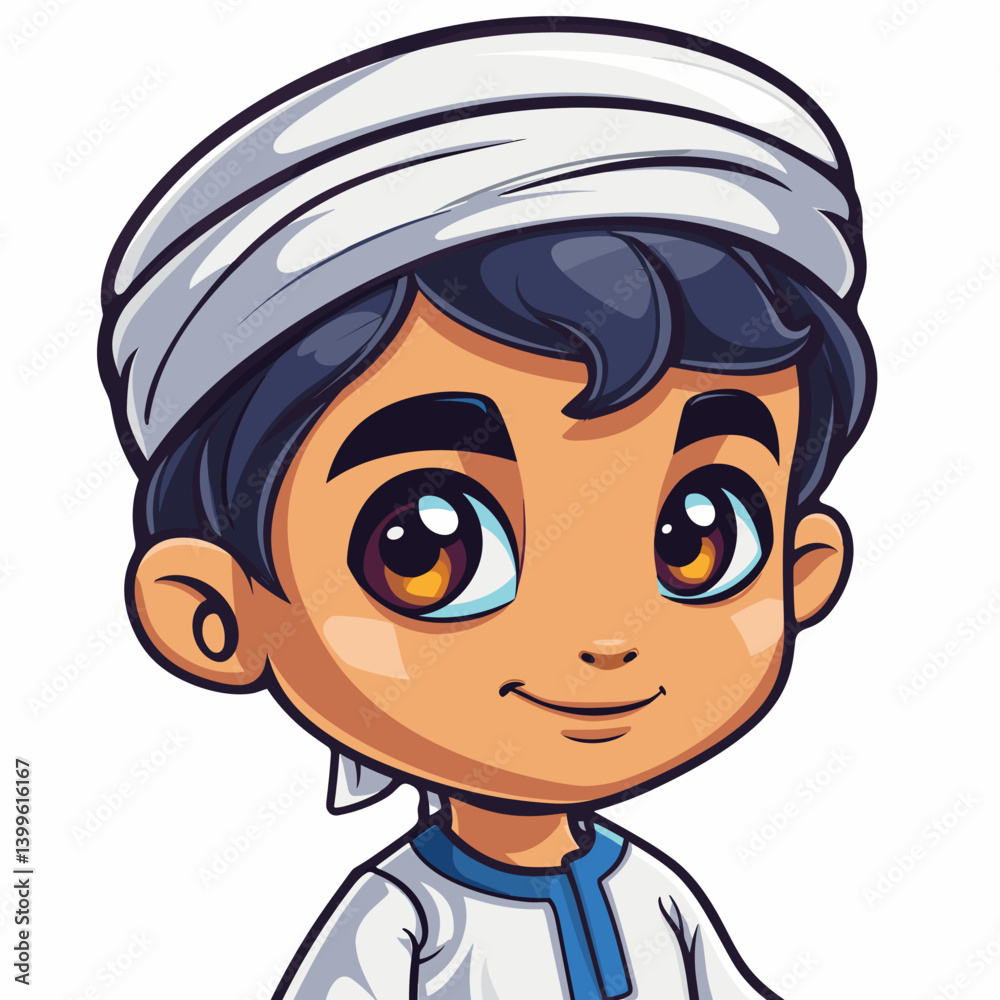 Arabic Muslim Boy Cartoon Mascot Character. Vector Illustration Arabic Muslim Boy Cartoon Mascot Character. Vector Illustration
