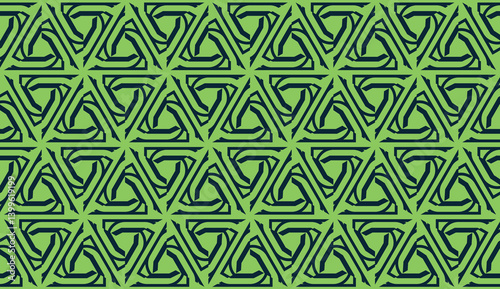 Pattern with abstract illusion triangles. Vector illustration. For your business, presentation, fashion print. light, dark green color. seamless