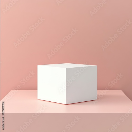 Obraz na płótnie Blank white cube display on a pink surface w salonie