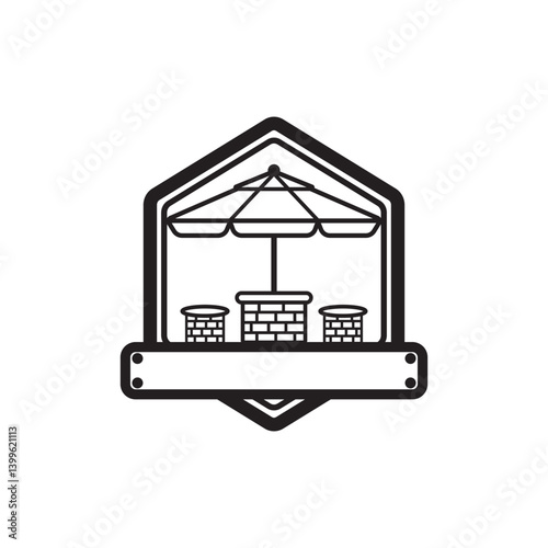 terrace icon line art logo vector minimalist illustration design
