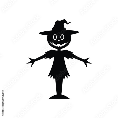 a black and white haunted scarecrow pumpkin.eps