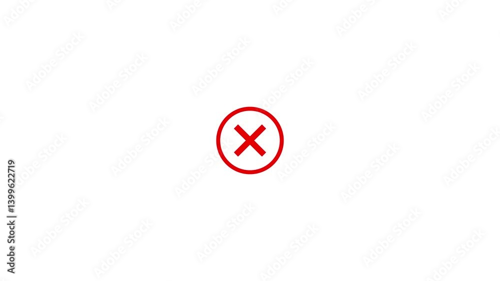 Vidéo Stock Animation symbol incorrect cross symbol red colour suspense ...
