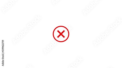 Animation symbol incorrect cross symbol red colour suspense.Red Cross Mark Emoji Animated on a Transparent Background.