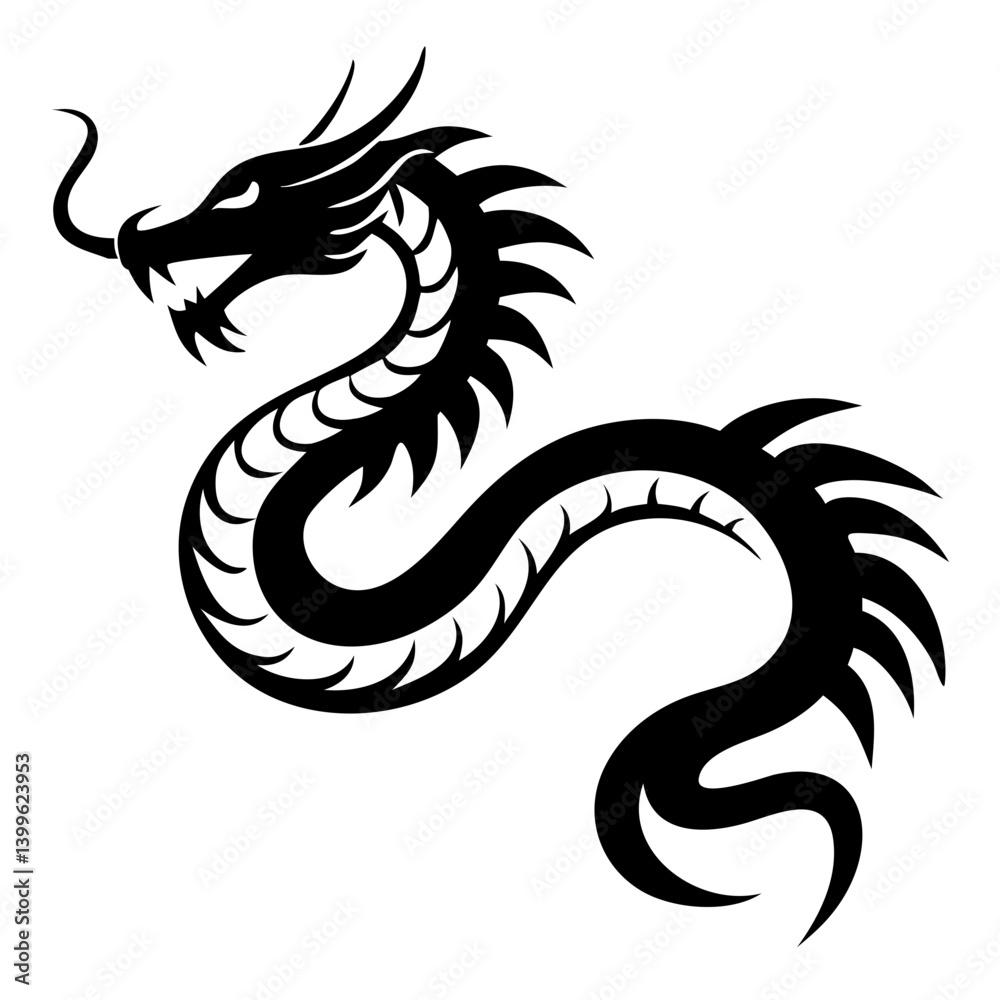 Obraz premium Chinese dragon silhouette
