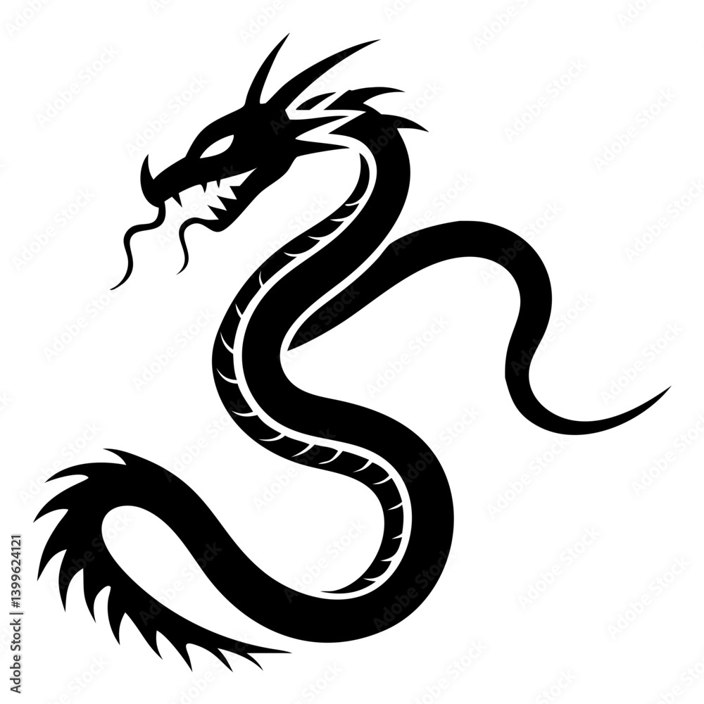 Obraz premium Chinese dragon silhouette