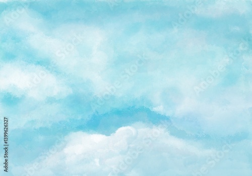 Watercolor sky painting, hand drawn for background.