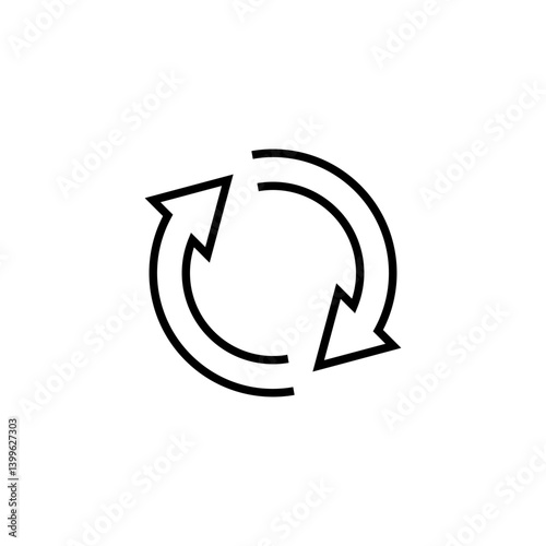 The circular arrows move one after the other in a circle. Two semicircular arrows rotate. Vector illustration.