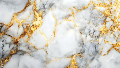 Gold and white marble background with golden veins