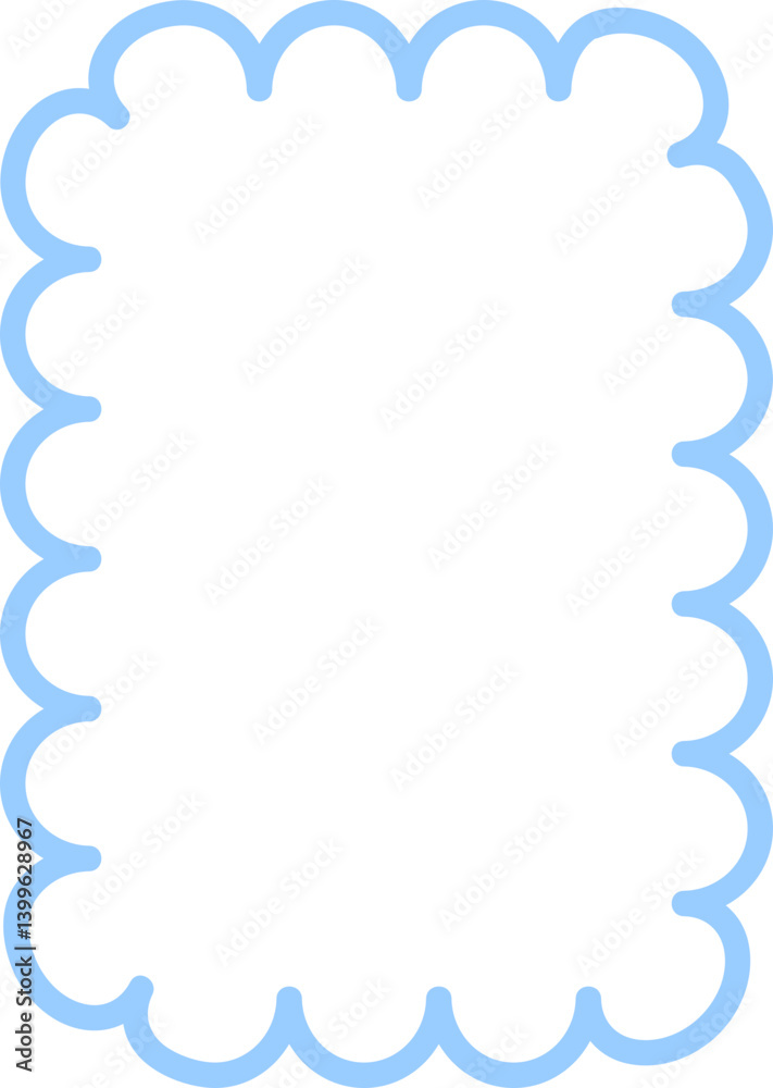 Fototapeta premium Scalloped rectangle border with light blue outline.