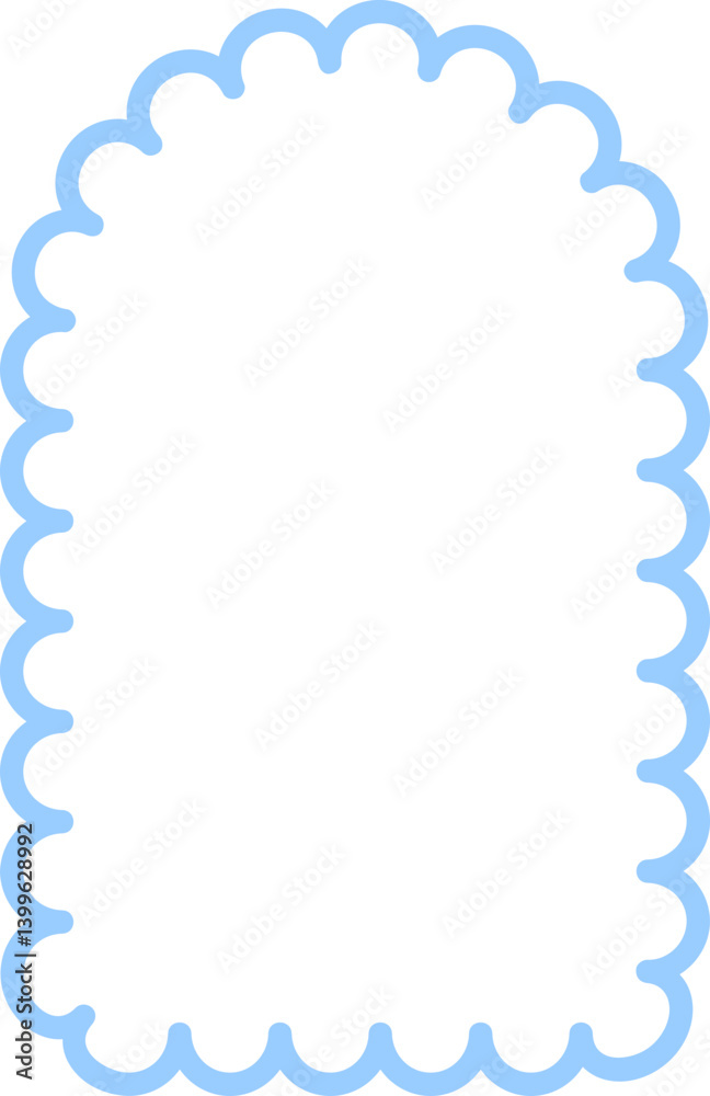 Fototapeta premium Scalloped rectangle border with light blue outline.