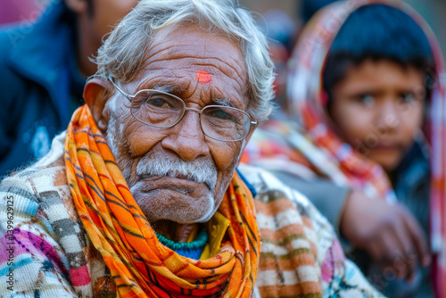An elderly Indian man sharing his life experiences with a younger generation, imparting wisdom on the importance of setting goals and persevering through challenges.