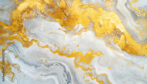 Gold and white marble background with golden veins