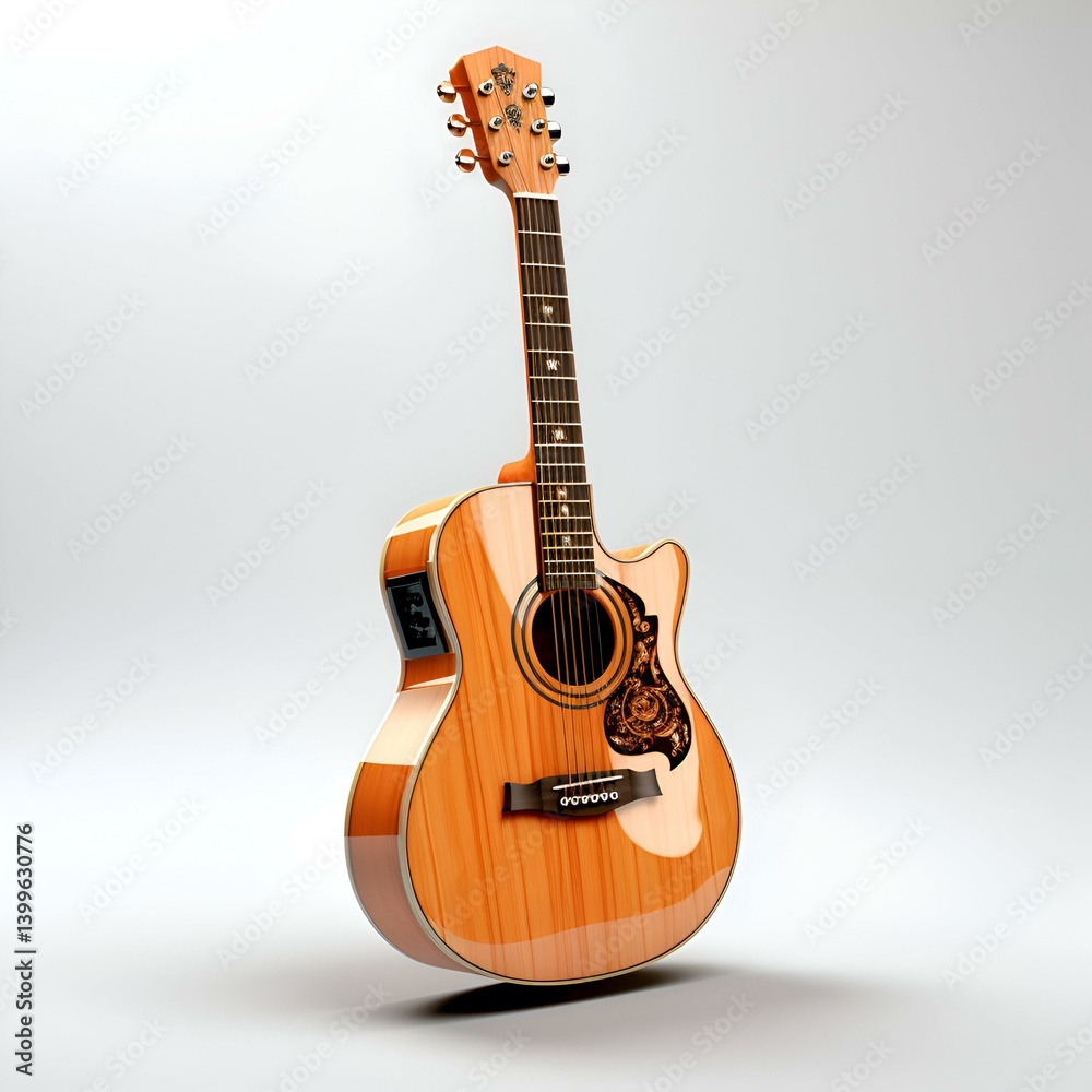 Obraz premium Acoustic Guitar A Musical Instrument for Leisure and Hobby