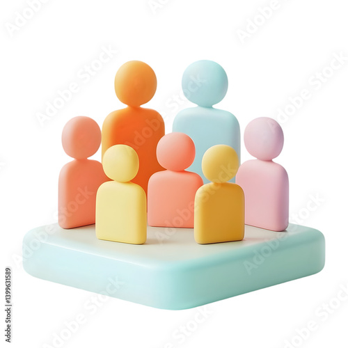 A stylized image of a diverse family, presented in pastel tones.
