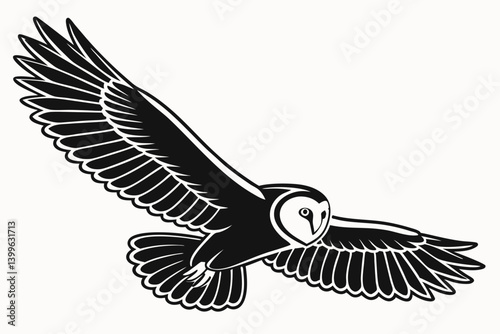  owl mid flight  silhouette vector illustration 