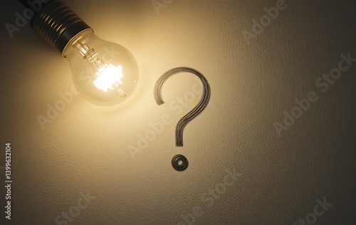 Obraz na płótnie A glowing light bulb with a bright yellow filament shaped like a question mark, set against a dark background, symbolizing curiosity and innovative thinking. w salonie