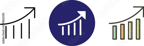 Growth icon set. Containing performance, gain, improvement, grow, chart, increase, evolution and development icons. Solid icon collection. Vector illustration.Various colors icon set.