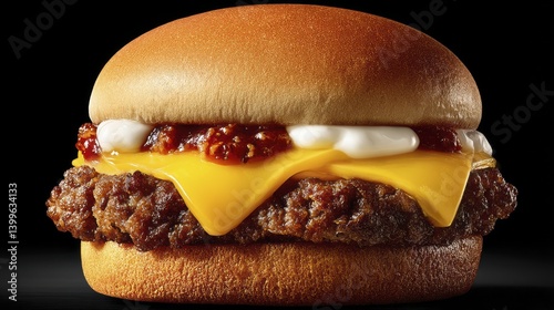 Side profile of a hamburger bun, emphasizing its height and slightly curved shape - fast restaurant tall snack bakery